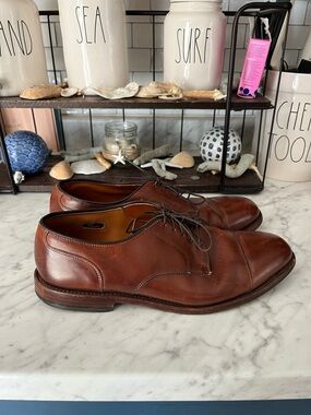 Allen Edmonds 10.5 D Men's Brown Leather Dress Oxfords - Classic Lace-Up